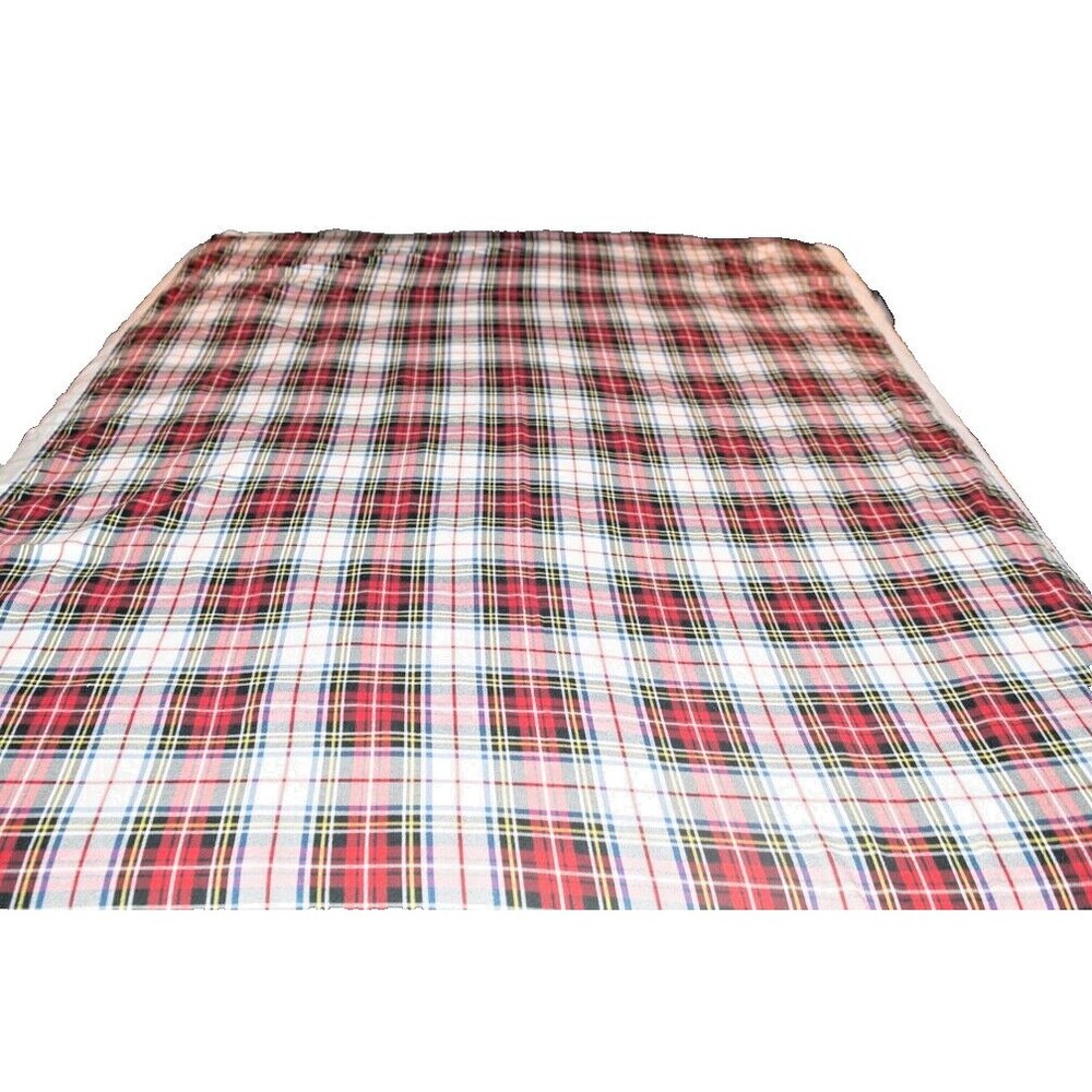 Vintage Stewart Plaid Dining Table Cloth Twin Long Bed Spread 56 x 104"